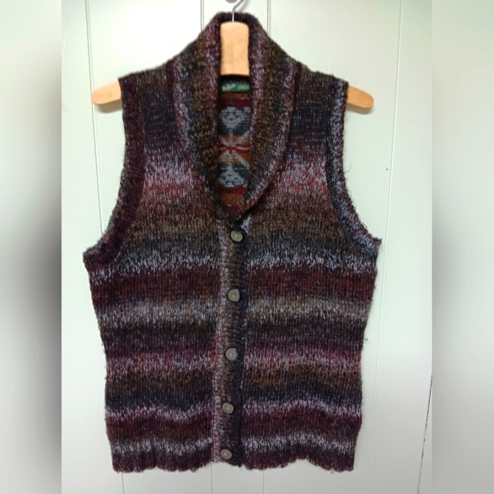 Woolrich womens wool blend shawl collar sweater vest womens sz Large